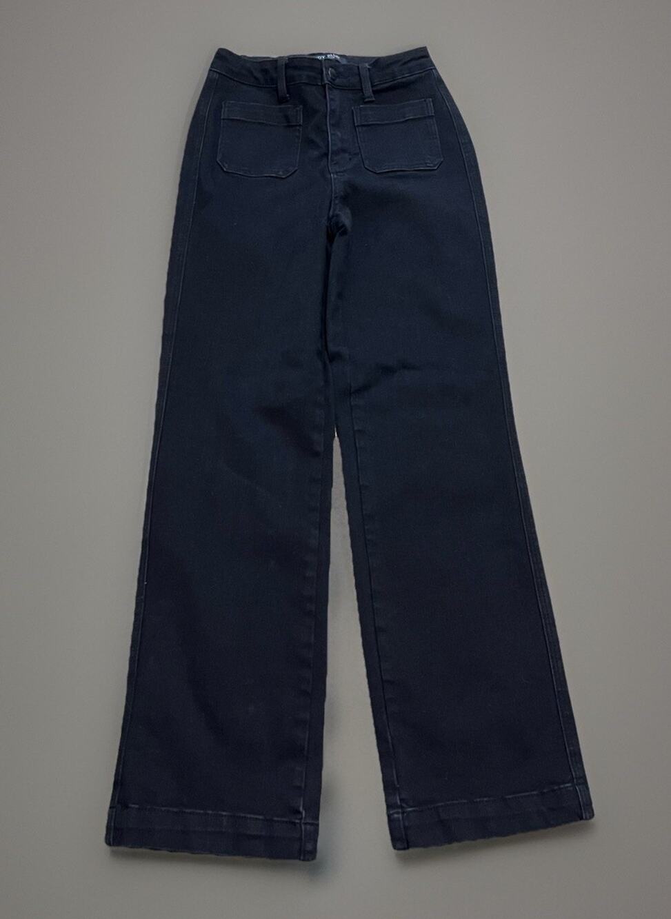 Judy Blue Jeans Black Grunge Wide Leg Denim Casual Utility Pockets 3/26 JB88827
